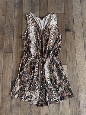 Espresso Snake Print Zip-Front Romper